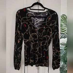 💝Elegant Black Chain Print Women's Top